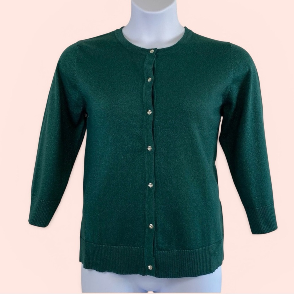 New With Tags - Berkley Jensen Women’s XL Green Lurex Cardigan